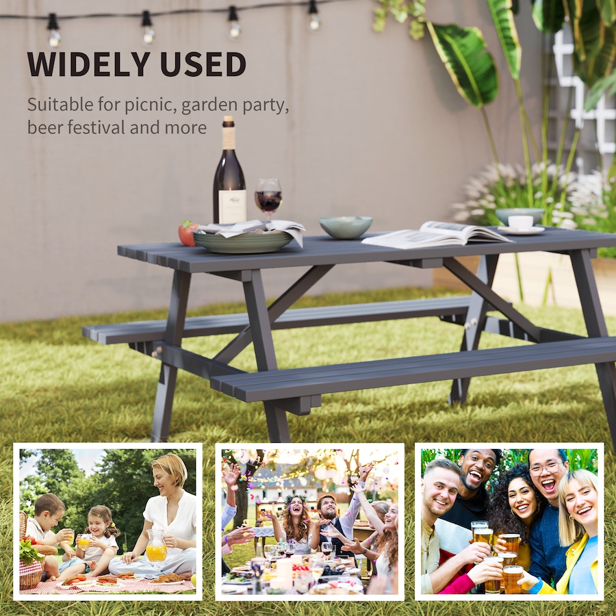 Image 938580_ALTMORE6.jpg, Product 938-580 / Price $225.99, Outsunny Wood Picnic Table Set with Built-in Benches Umbrella Hole Grey from Outsunny on TSC.ca's Home & Garden department
