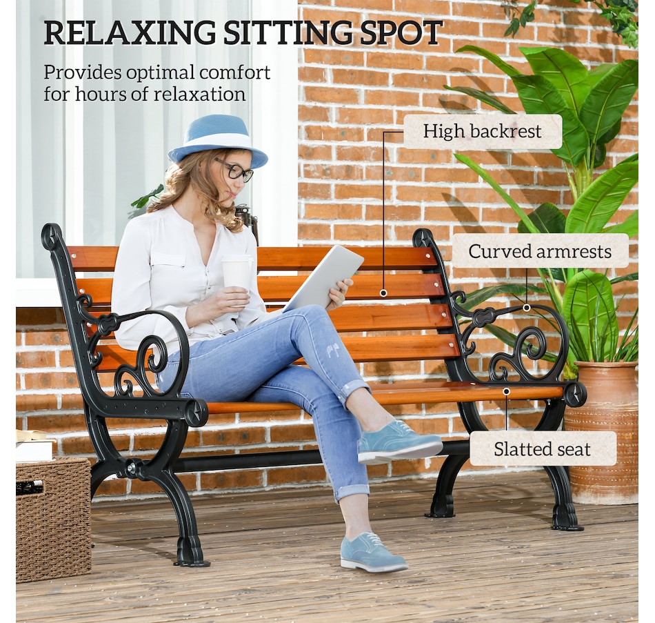 Image 938581_ALTMORE3.jpg, Product 938-581 / Price $184.99, Outsunny Outdoor Garden Bench, Aluminum Wood Patio Loveseat, Teak Colour from Outsunny on TSC.ca's Home & Garden department