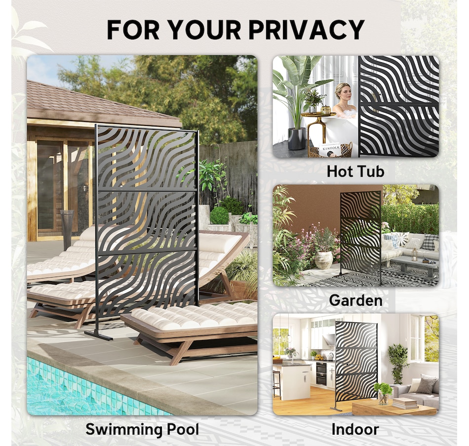 Image 938586_ALTMORE6.jpg, Product 938-586 / Price $179.99, Outsunny Outdoor Privacy Screen, Freestanding Outdoor Divider, Black from Outsunny on TSC.ca's Home & Garden department
