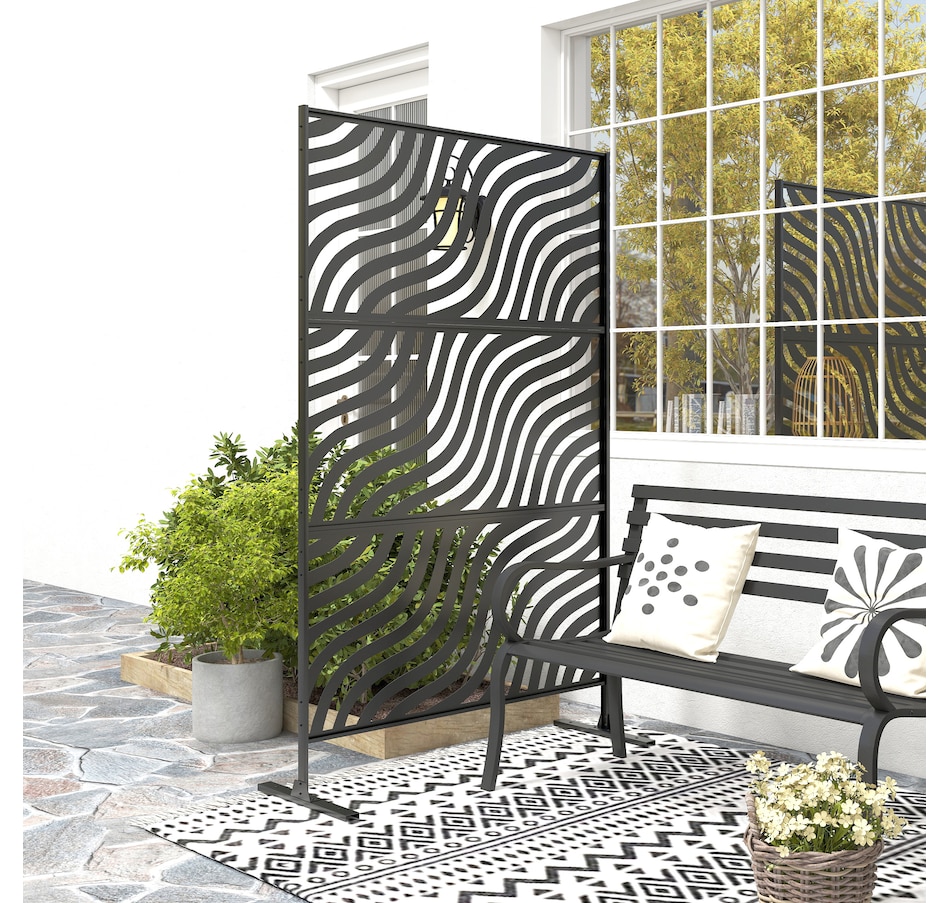 Image 938586_ALTMORE7.jpg, Product 938-586 / Price $179.99, Outsunny Outdoor Privacy Screen, Freestanding Outdoor Divider, Black from Outsunny on TSC.ca's Home & Garden department