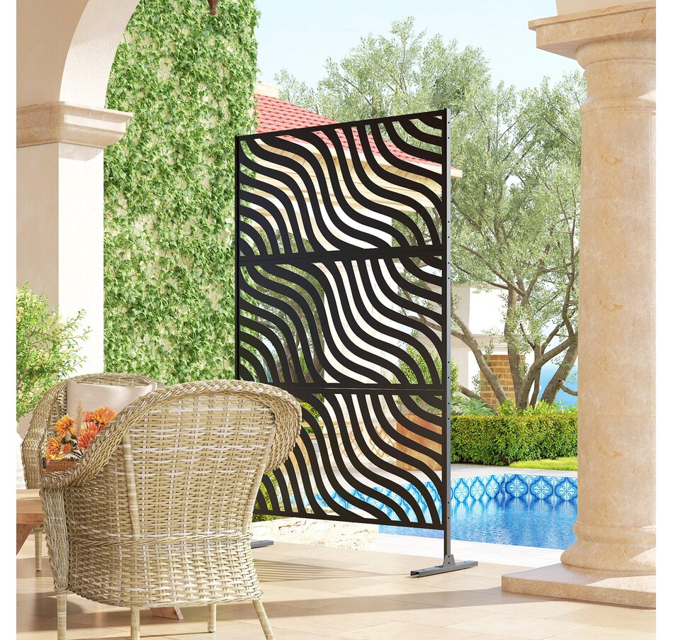 Image 938586_ALTMORE8.jpg, Product 938-586 / Price $179.99, Outsunny Outdoor Privacy Screen, Freestanding Outdoor Divider, Black from Outsunny on TSC.ca's Home & Garden department