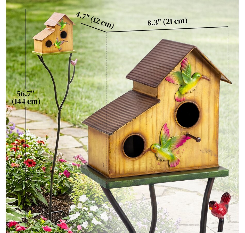 Image 938589_ALTMORE2.jpg, Product 938-589 / Price $49.99, Outsunny Outdoor Bird House with Pole, 57" Metal Birdhouse Decor, Yellow from Outsunny on TSC.ca's Home & Garden department