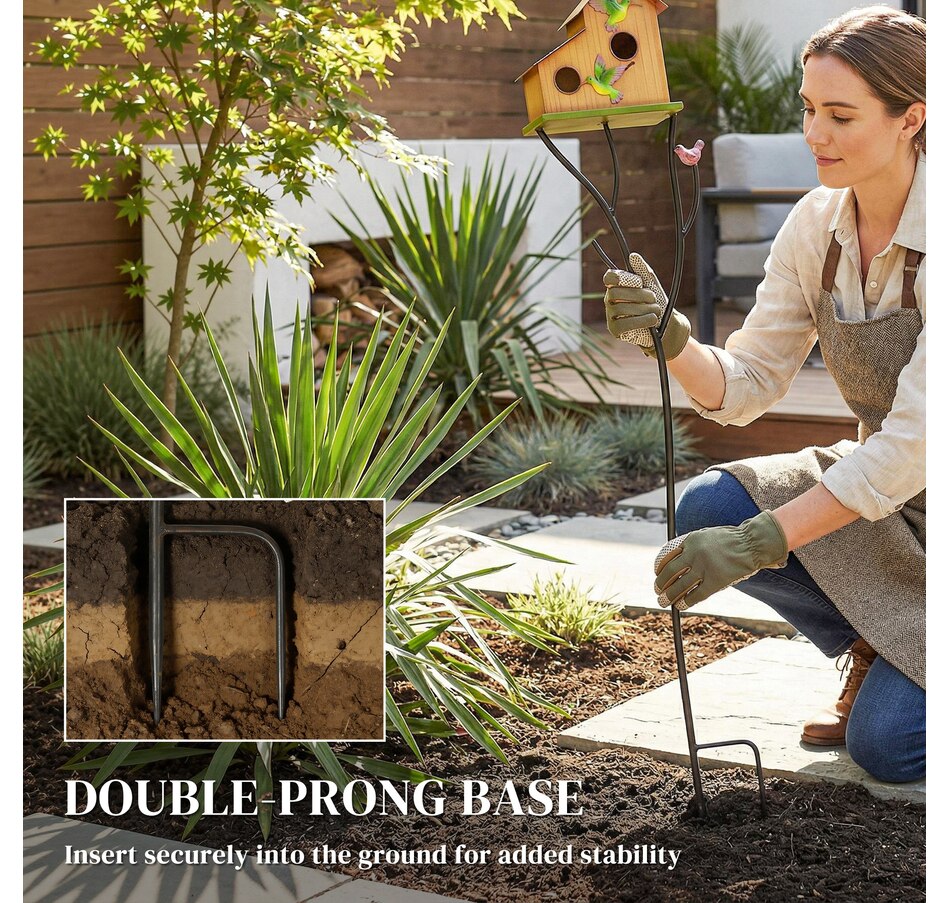 Image 938589_ALTMORE5.jpg, Product 938-589 / Price $49.99, Outsunny Outdoor Bird House with Pole, 57" Metal Birdhouse Decor, Yellow from Outsunny on TSC.ca's Home & Garden department