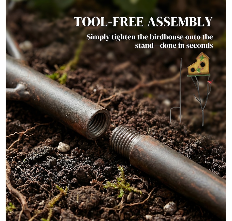 Image 938589_ALTMORE6.jpg, Product 938-589 / Price $49.99, Outsunny Outdoor Bird House with Pole, 57" Metal Birdhouse Decor, Yellow from Outsunny on TSC.ca's Home & Garden department