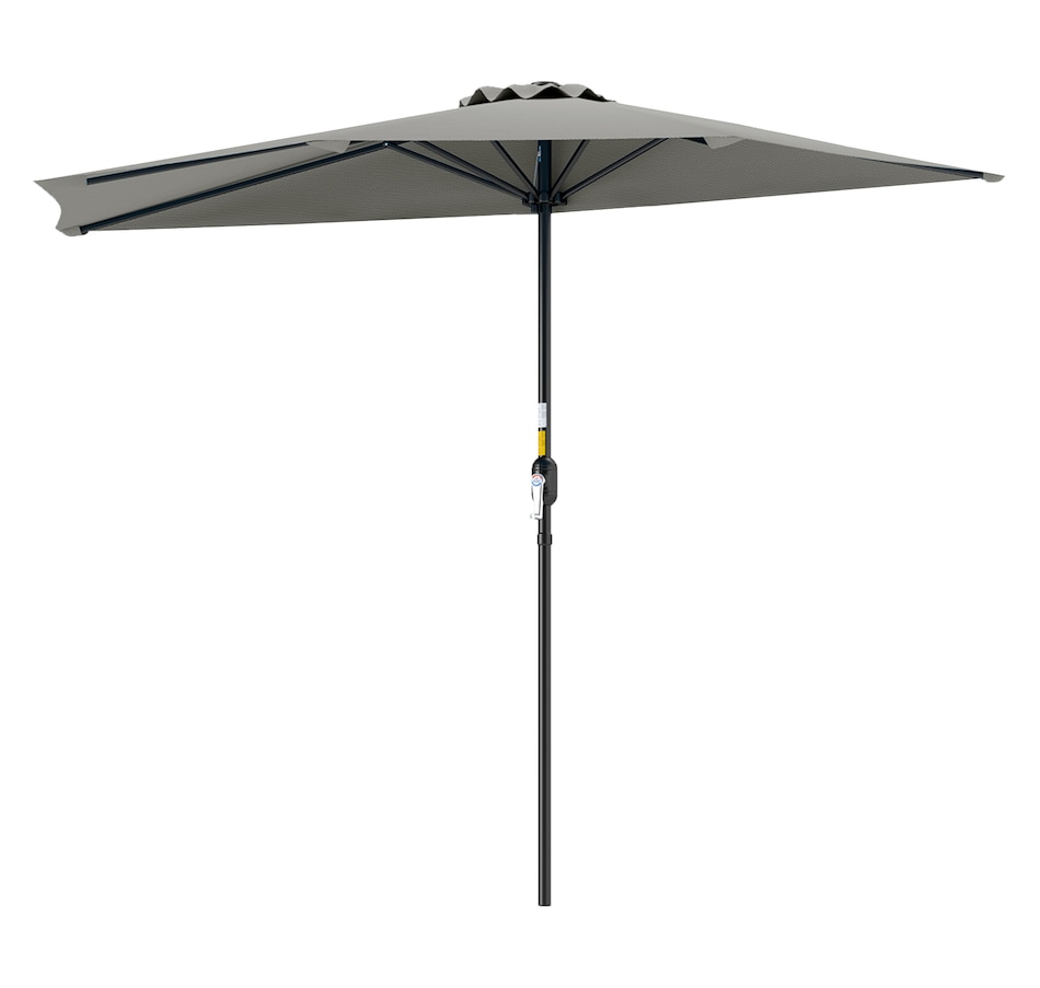 Image 938595.jpg, Product 938-595 / Price $54.99, Outsunny 9ft Half Round Umbrella, Outdoor Balcony Parasol, Light Grey from Outsunny on TSC.ca's Home & Garden department