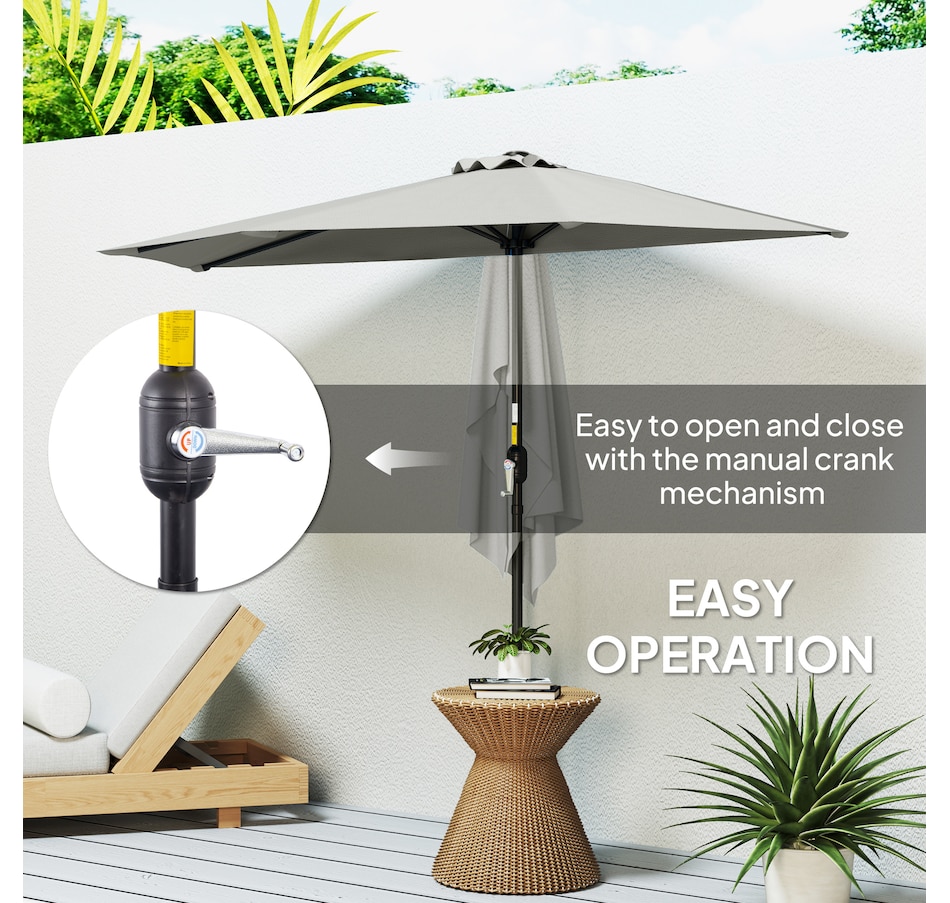 Image 938595_ALTMORE3.jpg, Product 938-595 / Price $54.99, Outsunny 9ft Half Round Umbrella, Outdoor Balcony Parasol, Light Grey from Outsunny on TSC.ca's Home & Garden department
