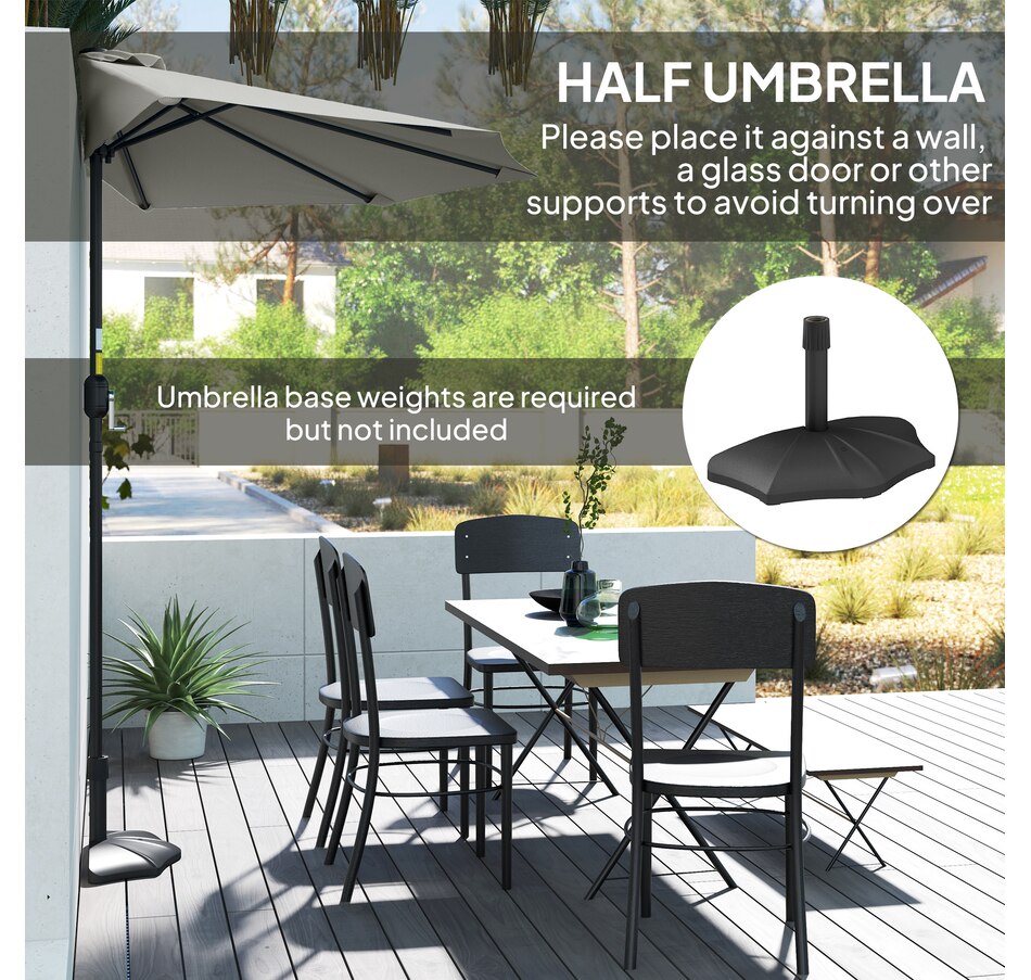 Image 938595_ALTMORE4.jpg, Product 938-595 / Price $54.99, Outsunny 9ft Half Round Umbrella, Outdoor Balcony Parasol, Light Grey from Outsunny on TSC.ca's Home & Garden department