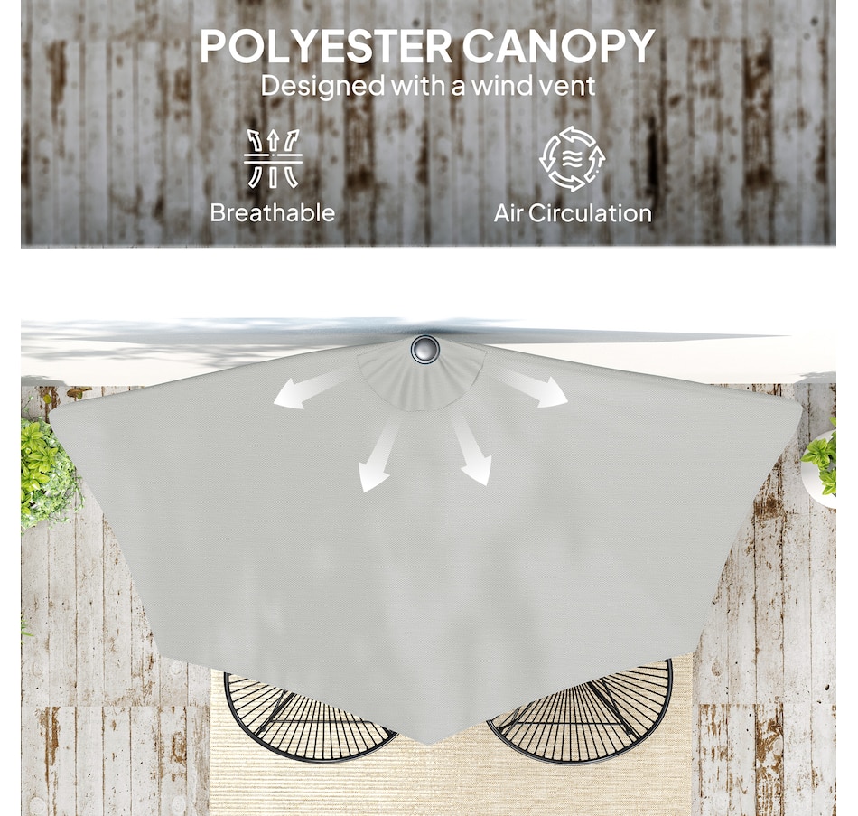 Image 938595_ALTMORE5.jpg, Product 938-595 / Price $54.99, Outsunny 9ft Half Round Umbrella, Outdoor Balcony Parasol, Light Grey from Outsunny on TSC.ca's Home & Garden department