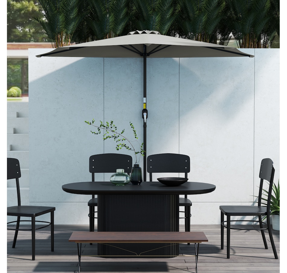 Image 938595_ALTMORE7.jpg, Product 938-595 / Price $54.99, Outsunny 9ft Half Round Umbrella, Outdoor Balcony Parasol, Light Grey from Outsunny on TSC.ca's Home & Garden department