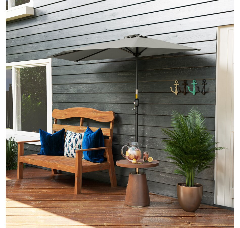 Image 938595_ALTMORE8.jpg, Product 938-595 / Price $54.99, Outsunny 9ft Half Round Umbrella, Outdoor Balcony Parasol, Light Grey from Outsunny on TSC.ca's Home & Garden department
