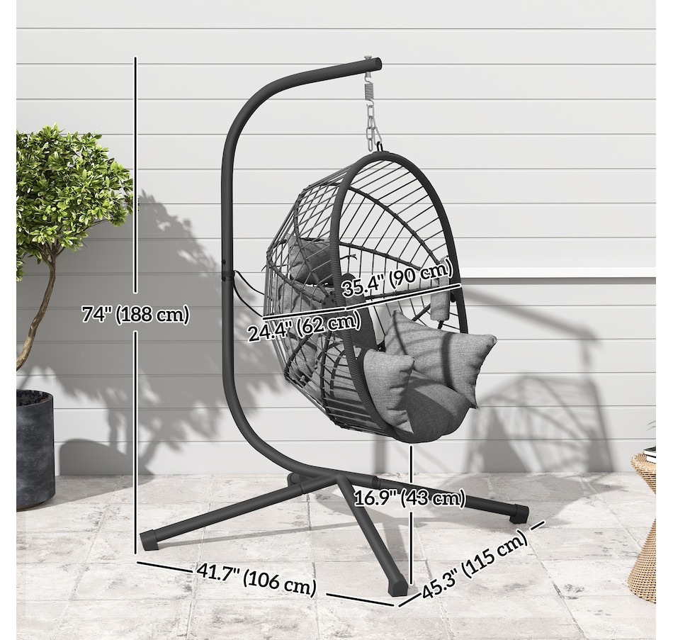 Image 938597_ALTMORE2.jpg, Product 938-597 / Price $249.99, Outsunny Hanging Egg Chair with Thick Padded Cushion, Hammock Chair, Grey from Outsunny on TSC.ca's Home & Garden department