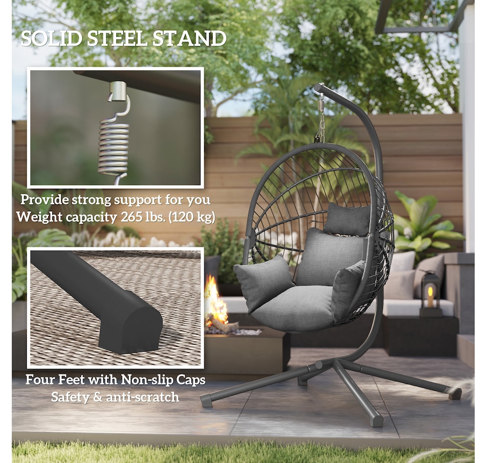 Image 938597_ALTMORE3.jpg, Product 938-597 / Price $249.99, Outsunny Hanging Egg Chair with Thick Padded Cushion, Hammock Chair, Grey from Outsunny on TSC.ca's Home & Garden department