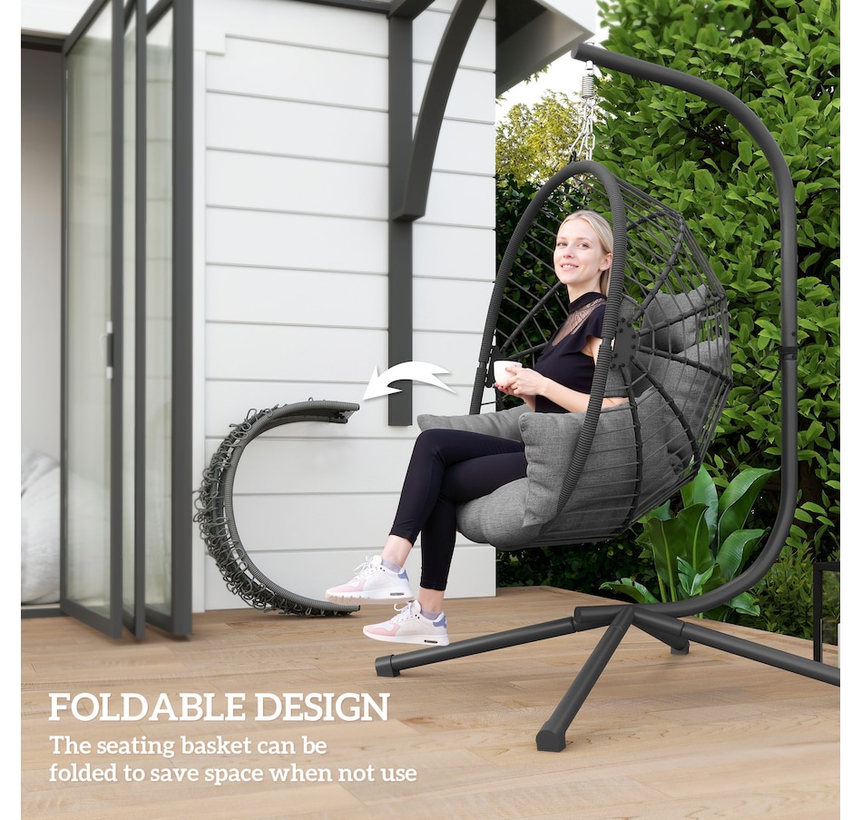 Image 938597_ALTMORE4.jpg, Product 938-597 / Price $249.99, Outsunny Hanging Egg Chair with Thick Padded Cushion, Hammock Chair, Grey from Outsunny on TSC.ca's Home & Garden department