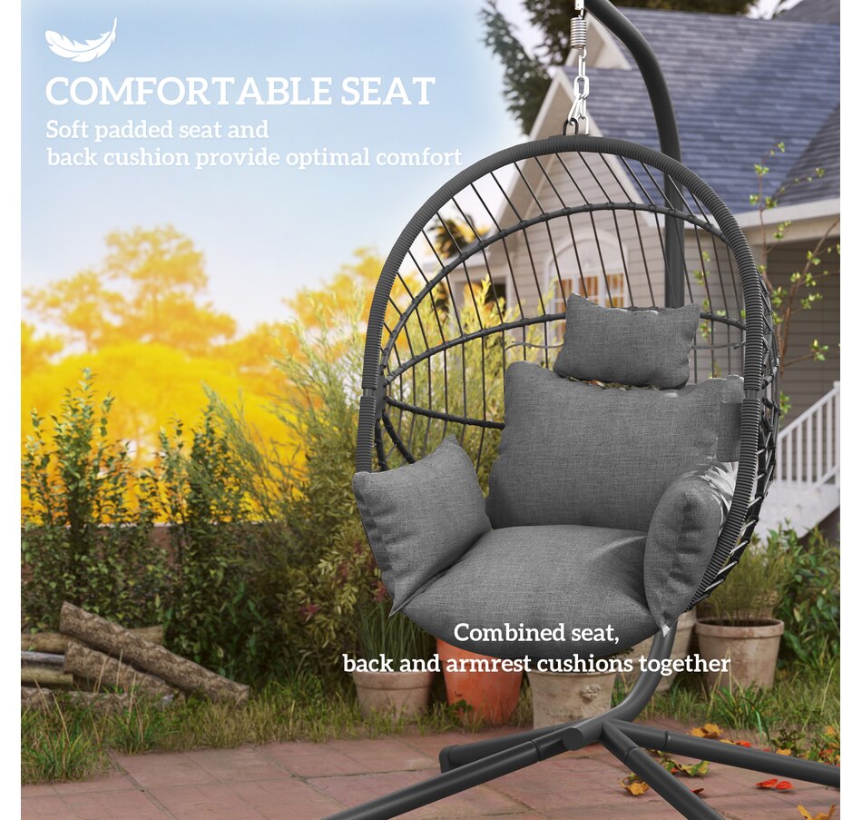 Image 938597_ALTMORE5.jpg, Product 938-597 / Price $249.99, Outsunny Hanging Egg Chair with Thick Padded Cushion, Hammock Chair, Grey from Outsunny on TSC.ca's Home & Garden department
