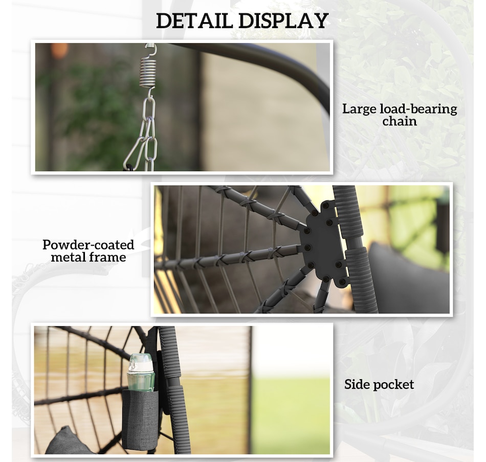 Image 938597_ALTMORE6.jpg, Product 938-597 / Price $249.99, Outsunny Hanging Egg Chair with Thick Padded Cushion, Hammock Chair, Grey from Outsunny on TSC.ca's Home & Garden department