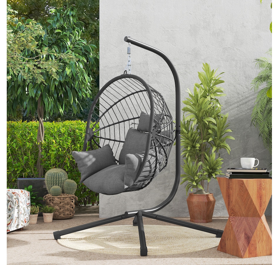 Image 938597_ALTMORE8.jpg, Product 938-597 / Price $249.99, Outsunny Hanging Egg Chair with Thick Padded Cushion, Hammock Chair, Grey from Outsunny on TSC.ca's Home & Garden department