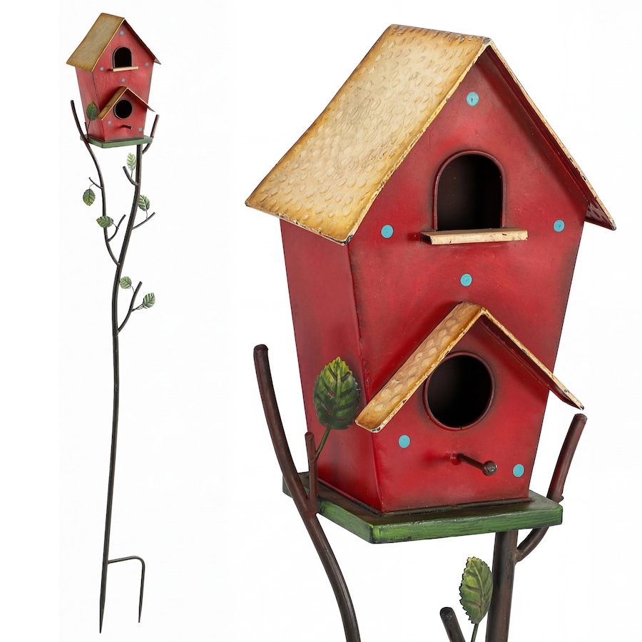 Image 938614.jpg, Product 938-614 / Price $56.99, Outsunny Outdoor Bird House with Pole, 57" Metal Birdhouse Decor, Red from Outsunny on TSC.ca's Home & Garden department