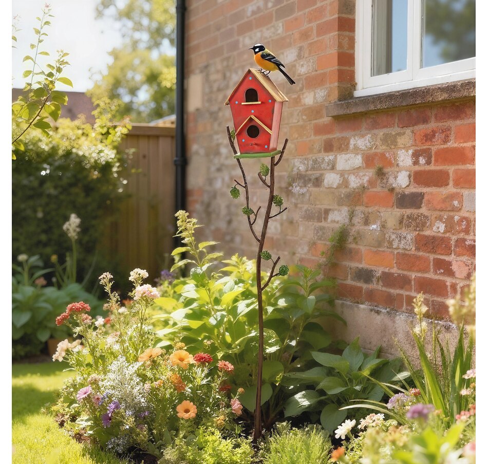 Image 938614_ALTMORE1.jpg, Product 938-614 / Price $49.99, Outsunny Outdoor Bird House with Pole, 57" Metal Birdhouse Decor, Red from Outsunny on TSC.ca's Home & Garden department