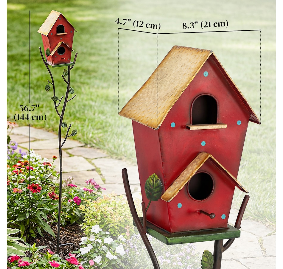 Image 938614_ALTMORE2.jpg, Product 938-614 / Price $49.99, Outsunny Outdoor Bird House with Pole, 57" Metal Birdhouse Decor, Red from Outsunny on TSC.ca's Home & Garden department