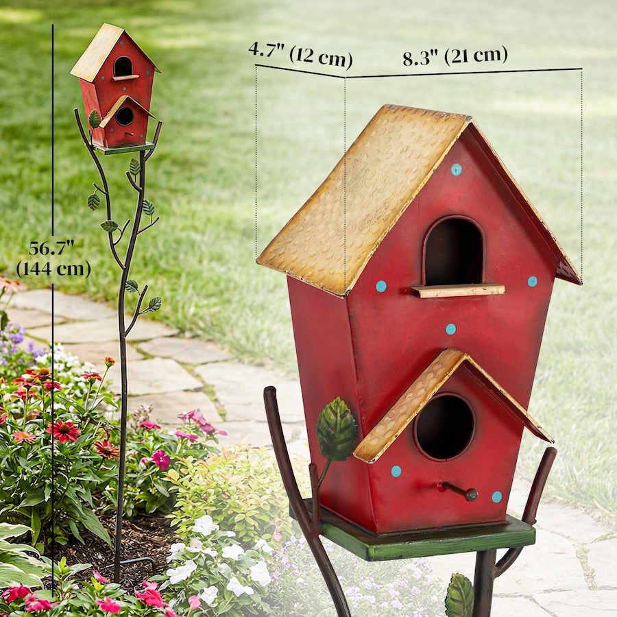 Image 938614_ALTMORE2.jpg, Product 938-614 / Price $56.99, Outsunny Outdoor Bird House with Pole, 57" Metal Birdhouse Decor, Red from Outsunny on TSC.ca's Home & Garden department