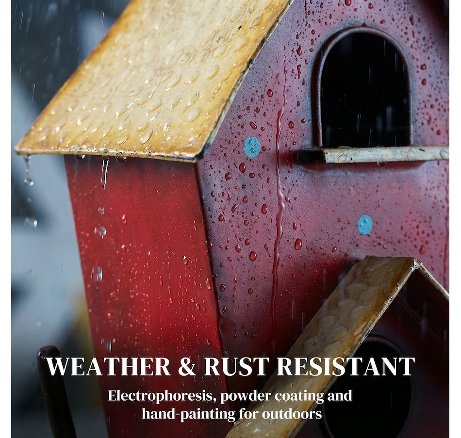 Image 938614_ALTMORE4.jpg, Product 938-614 / Price $49.99, Outsunny Outdoor Bird House with Pole, 57" Metal Birdhouse Decor, Red from Outsunny on TSC.ca's Home & Garden department