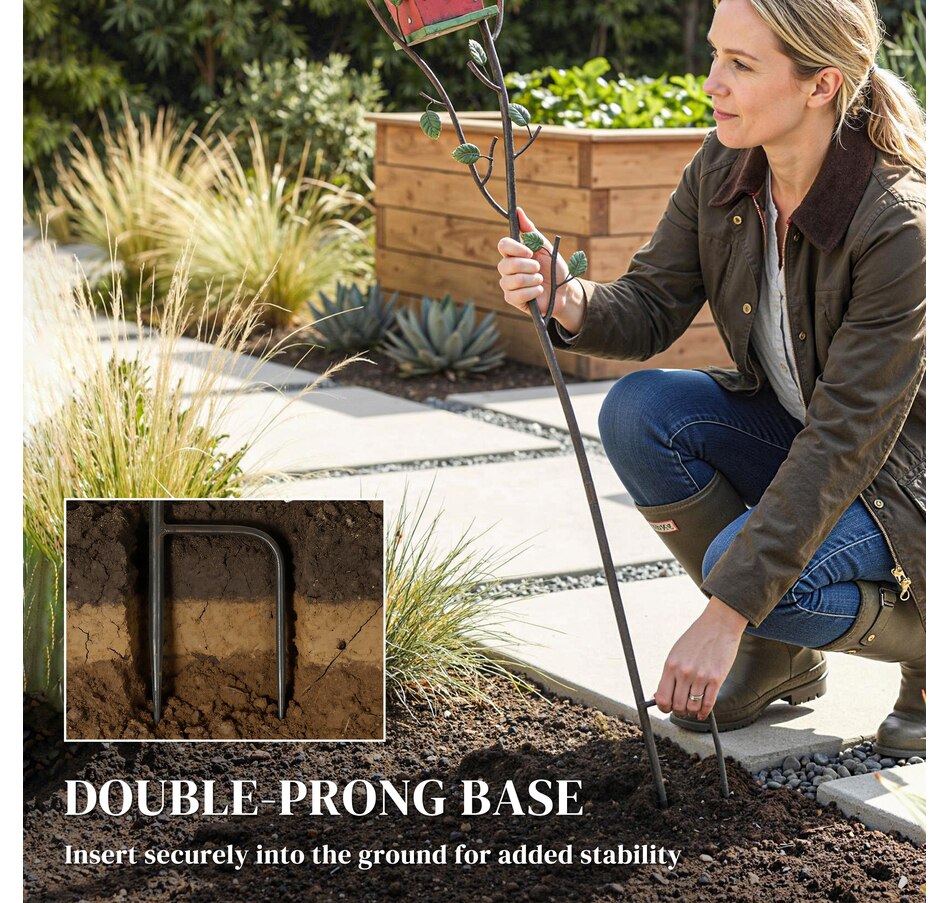 Image 938614_ALTMORE5.jpg, Product 938-614 / Price $49.99, Outsunny Outdoor Bird House with Pole, 57" Metal Birdhouse Decor, Red from Outsunny on TSC.ca's Home & Garden department