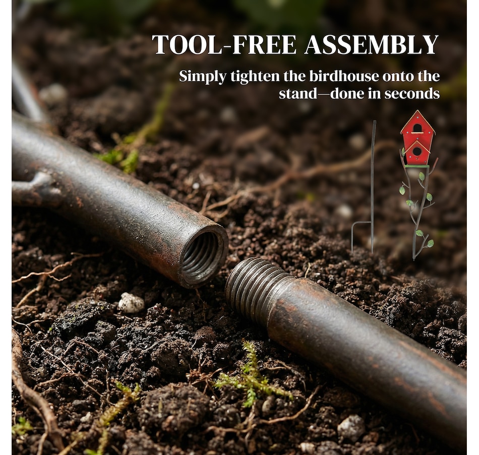 Image 938614_ALTMORE6.jpg, Product 938-614 / Price $49.99, Outsunny Outdoor Bird House with Pole, 57" Metal Birdhouse Decor, Red from Outsunny on TSC.ca's Home & Garden department