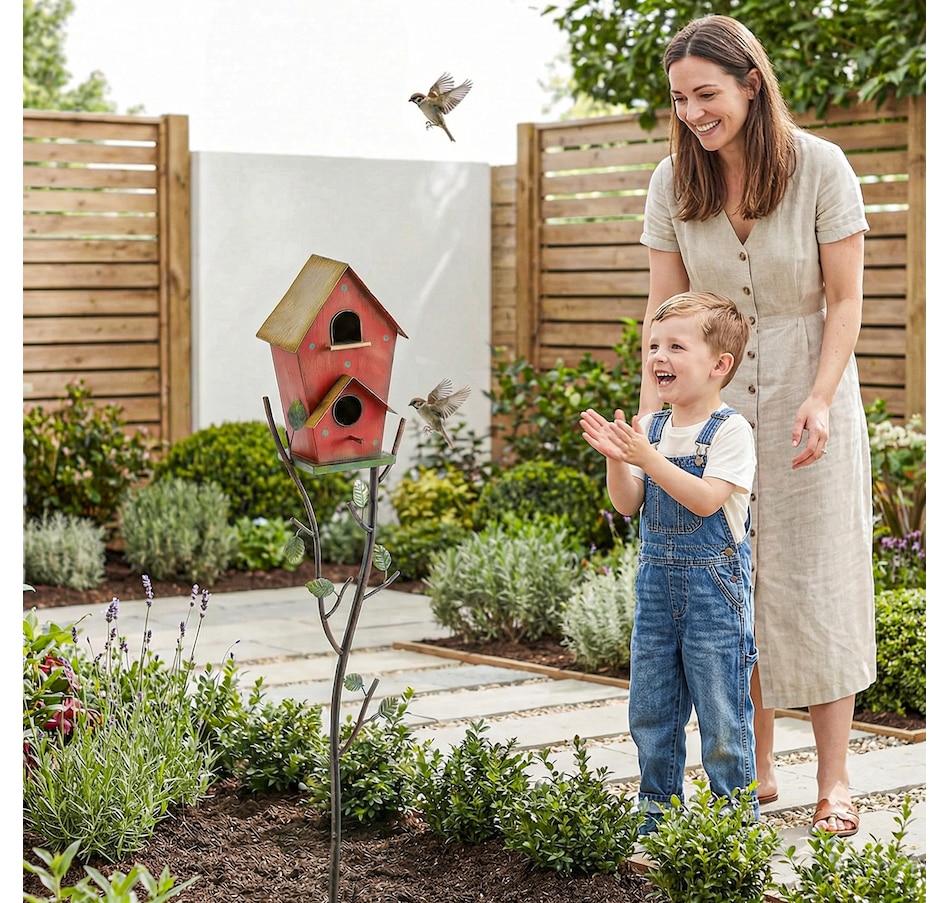 Image 938614_ALTMORE7.jpg, Product 938-614 / Price $49.99, Outsunny Outdoor Bird House with Pole, 57" Metal Birdhouse Decor, Red from Outsunny on TSC.ca's Home & Garden department