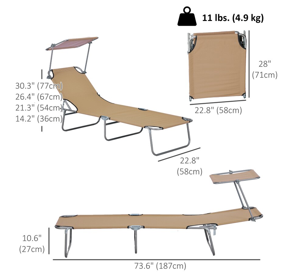 Image 938622_ALTMORE2.jpg, Product 938-622 / Price $64.99, Outsunny Outdoor Lounge Chair, Adjustable Folding Chaise Lounge, Brown from Outsunny on TSC.ca's Home & Garden department