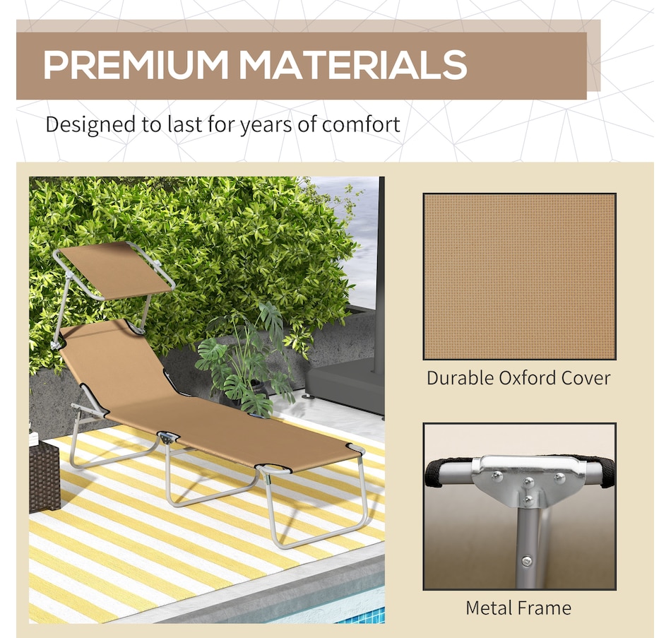 Image 938622_ALTMORE6.jpg, Product 938-622 / Price $64.99, Outsunny Outdoor Lounge Chair, Adjustable Folding Chaise Lounge, Brown from Outsunny on TSC.ca's Home & Garden department