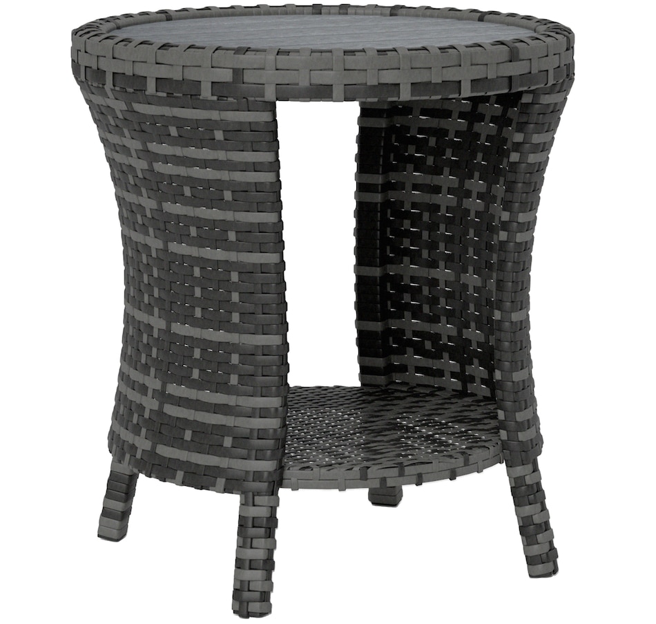 Image 938627.jpg, Product 938-627 / Price $99.99, Outsunny 18" Wicker Outdoor Coffee Table, 2-Tier Patio Side Table, Grey from Outsunny on TSC.ca's Home & Garden department