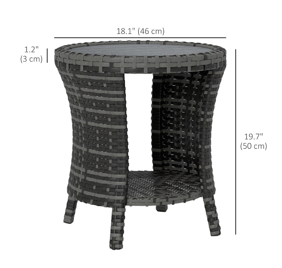Image 938627_ALTMORE2.jpg, Product 938-627 / Price $99.99, Outsunny 18" Wicker Outdoor Coffee Table, 2-Tier Patio Side Table, Grey from Outsunny on TSC.ca's Home & Garden department