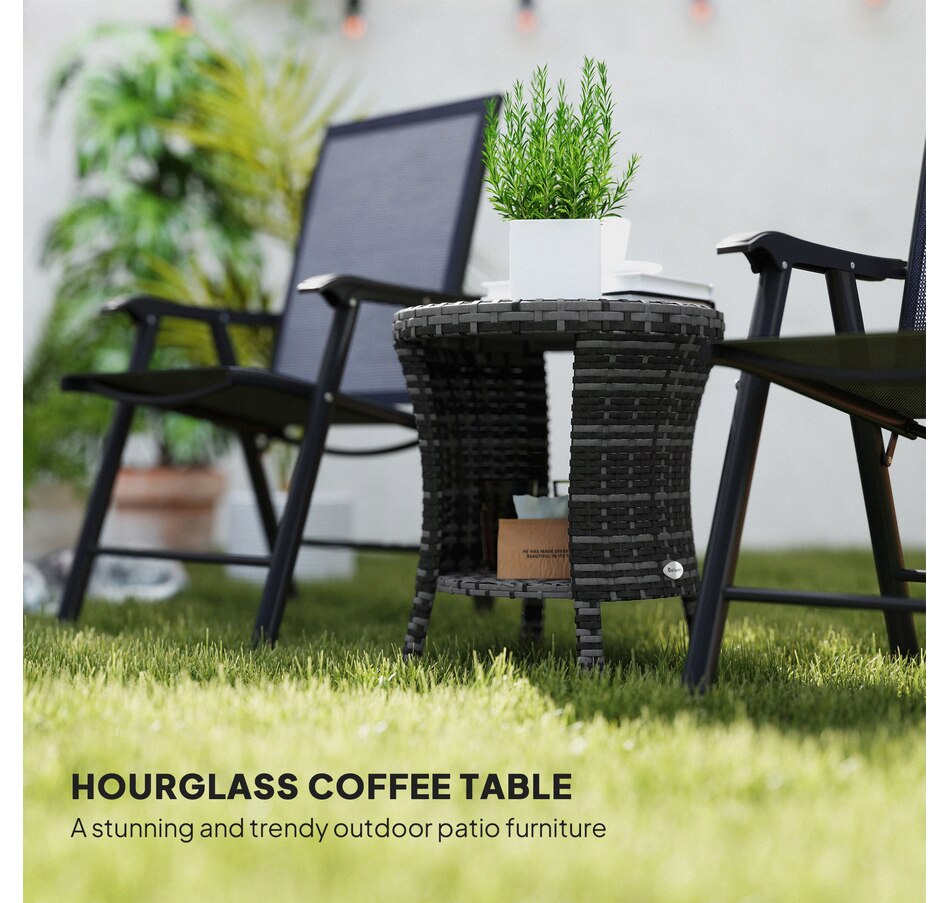 Image 938627_ALTMORE3.jpg, Product 938-627 / Price $99.99, Outsunny 18" Wicker Outdoor Coffee Table, 2-Tier Patio Side Table, Grey from Outsunny on TSC.ca's Home & Garden department