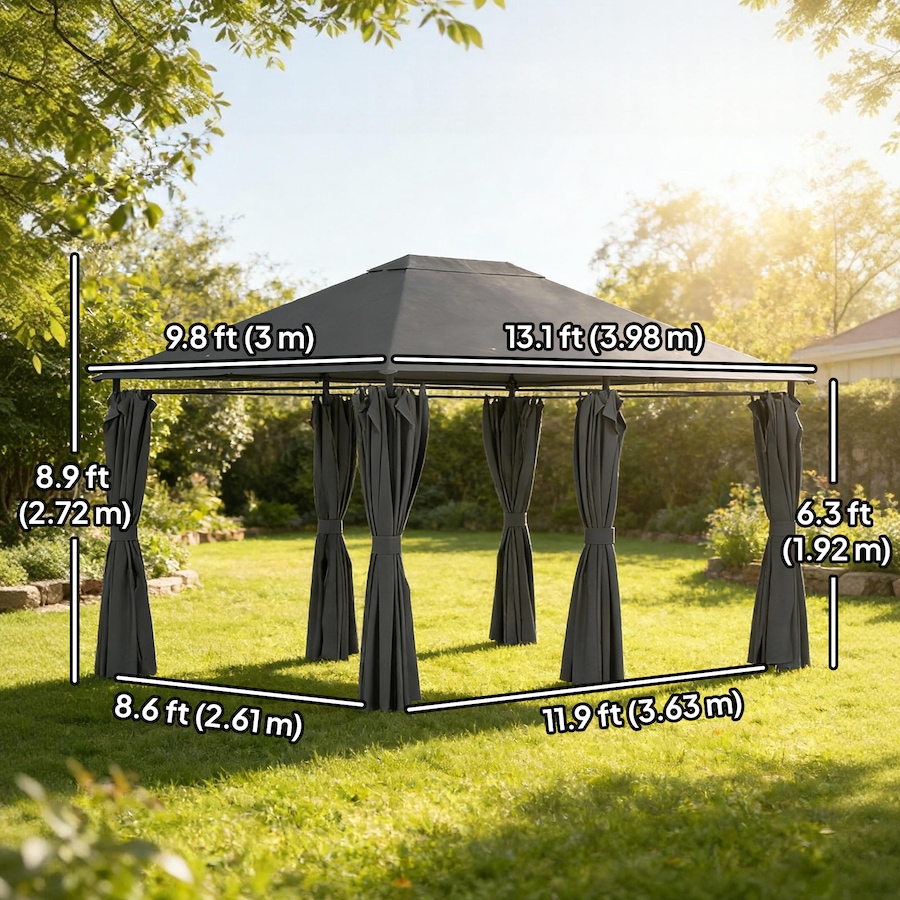 Image 938638_ALTMORE2.jpg, Product 938-638 / Price $249.99, Outsunny 10' x 13' Outdoor Patio Gazebo w/ Steel Frame and Curtains, Dark Grey from Outsunny on TSC.ca's Home & Garden department