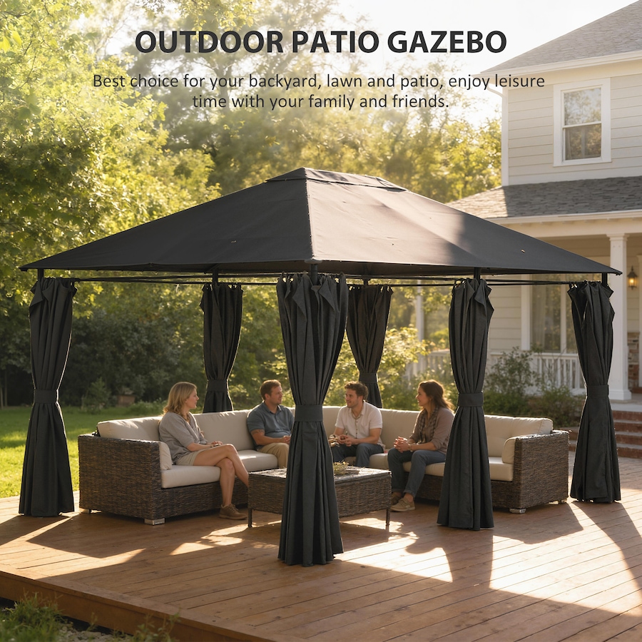 Image 938638_ALTMORE5.jpg, Product 938-638 / Price $249.99, Outsunny 10' x 13' Outdoor Patio Gazebo w/ Steel Frame and Curtains, Dark Grey from Outsunny on TSC.ca's Home & Garden department