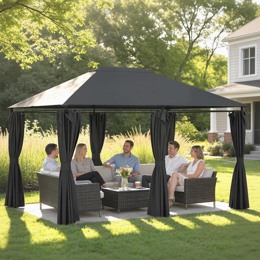 Image 938638_ALTMORE7.jpg, Product 938-638 / Price $249.99, Outsunny 10' x 13' Outdoor Patio Gazebo w/ Steel Frame and Curtains, Dark Grey from Outsunny on TSC.ca's Home & Garden department