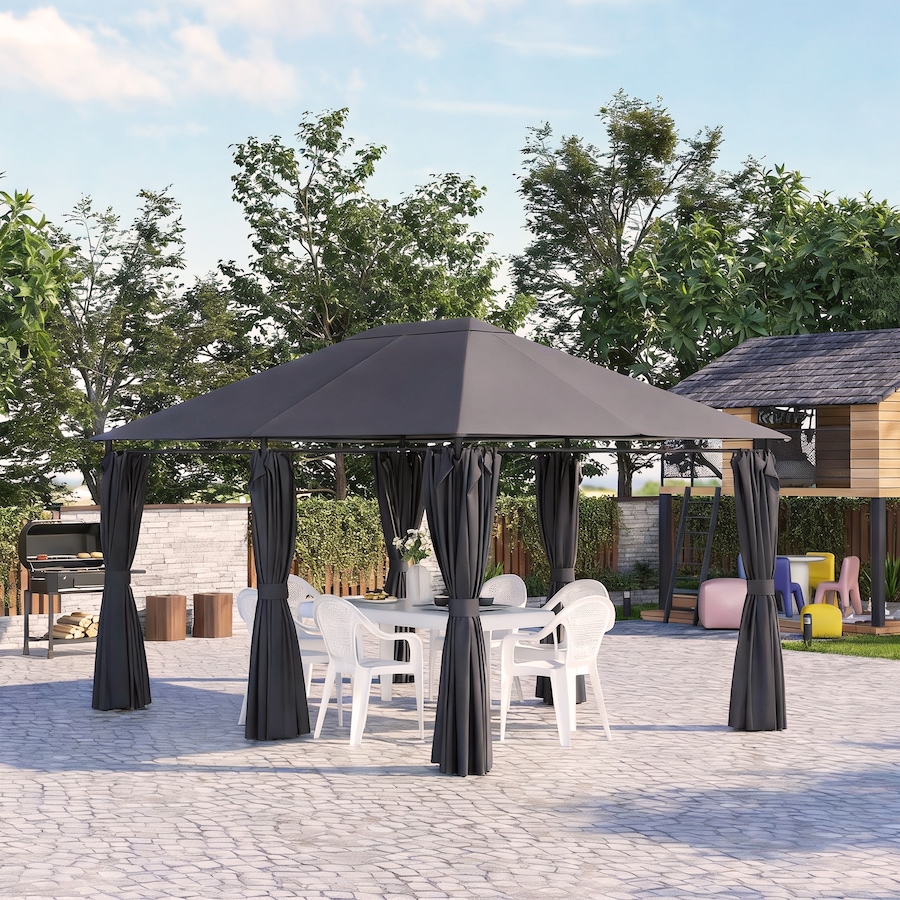 Image 938638_ALTMORE8.jpg, Product 938-638 / Price $249.99, Outsunny 10' x 13' Outdoor Patio Gazebo w/ Steel Frame and Curtains, Dark Grey from Outsunny on TSC.ca's Home & Garden department