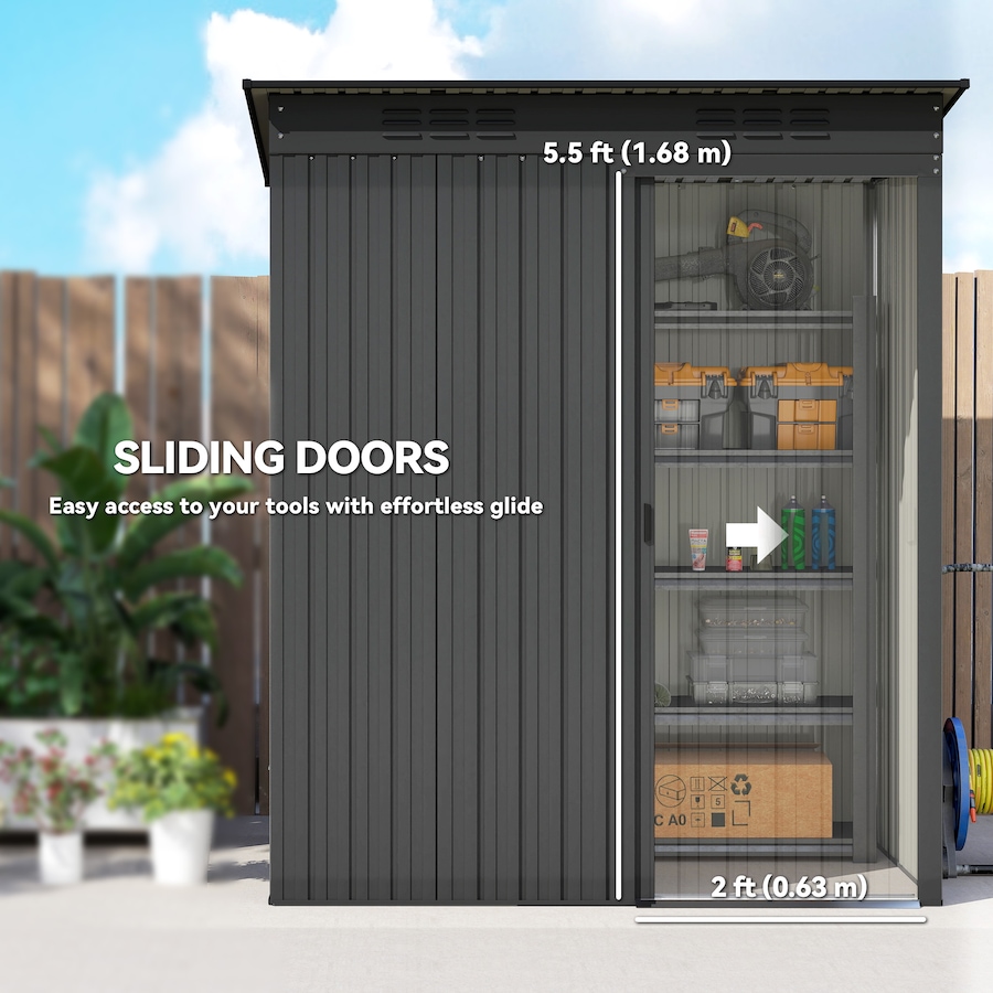 Image 938639_ALTMORE3.jpg, Product 938-639 / Price $209.99, Outsunny 5.2' x 3.5' Outdoor Storage Shed with Vents, Dark Grey from Outsunny on TSC.ca's Home & Garden department