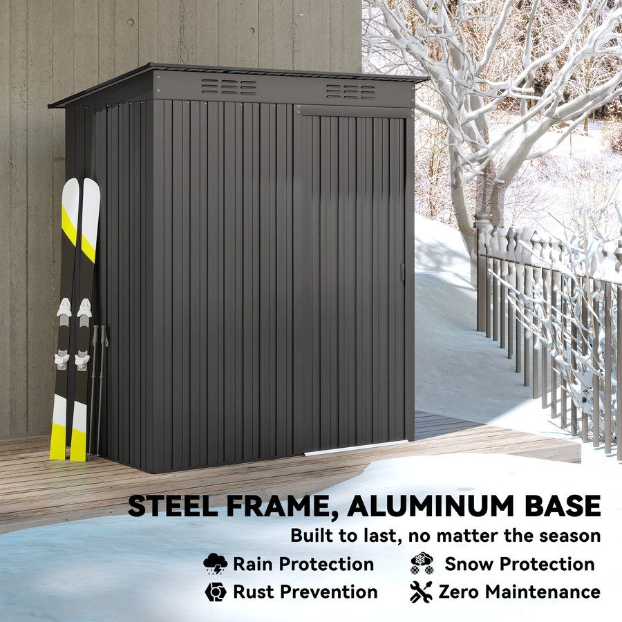 Image 938639_ALTMORE6.jpg, Product 938-639 / Price $209.99, Outsunny 5.2' x 3.5' Outdoor Storage Shed with Vents, Dark Grey from Outsunny on TSC.ca's Home & Garden department