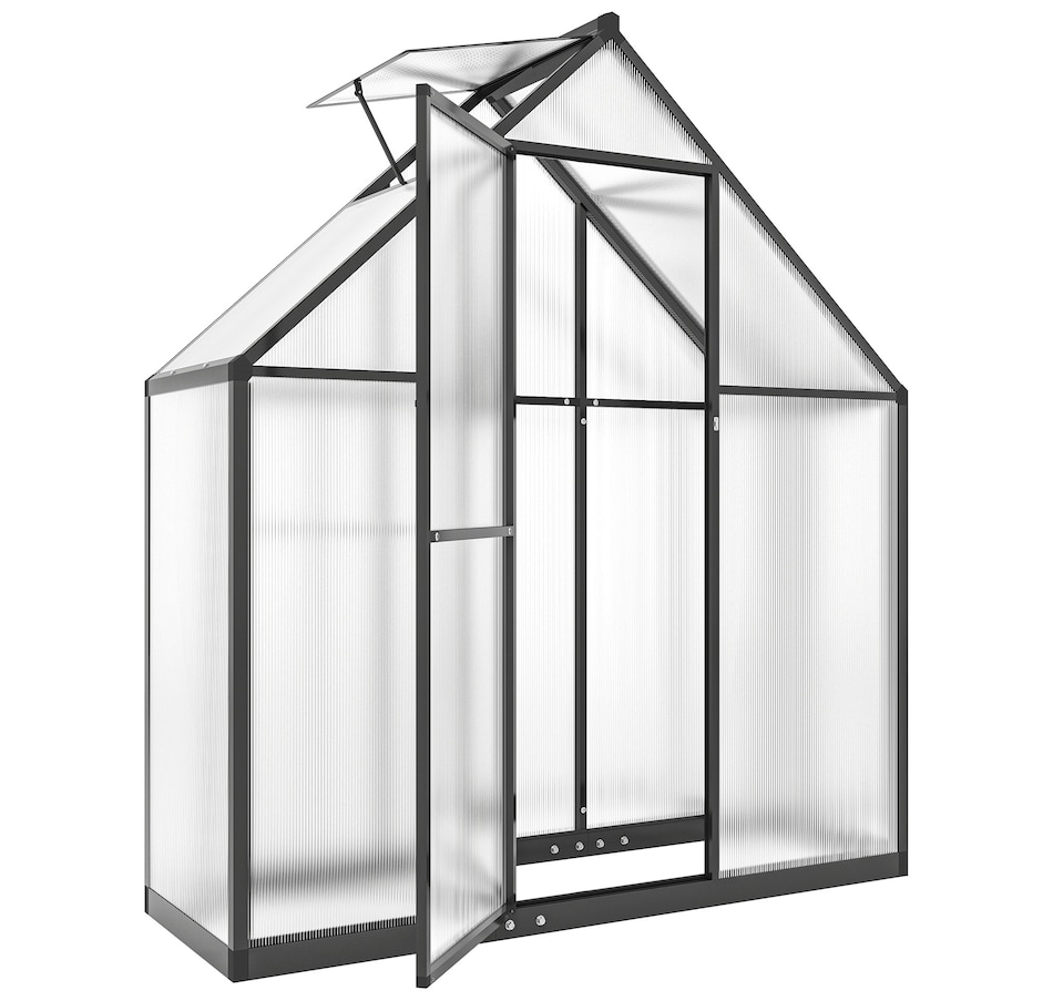Image 938644.jpg, Product 938-644 / Price $239.99, Outsunny Polycarbonate Greenhouse Walk-in Greenhouse with Swing Door, Black from Outsunny on TSC.ca's Home & Garden department