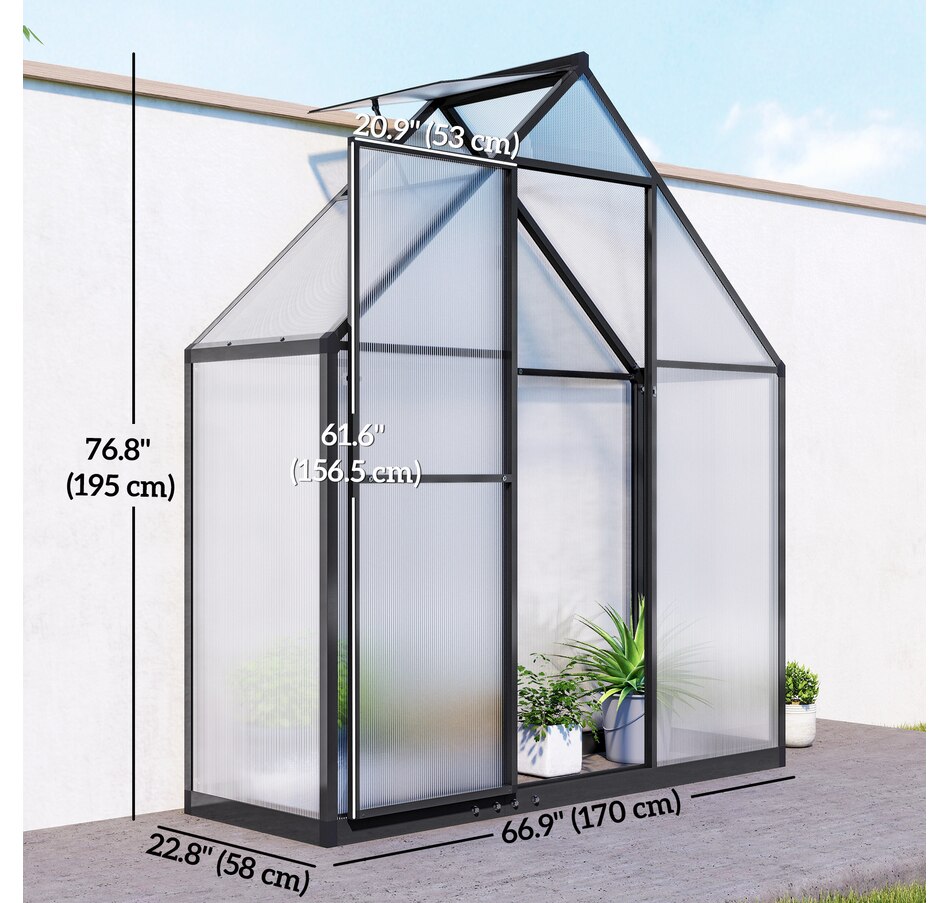 Image 938644_ALTMORE2.jpg, Product 938-644 / Price $239.99, Outsunny Polycarbonate Greenhouse Walk-in Greenhouse with Swing Door, Black from Outsunny on TSC.ca's Home & Garden department
