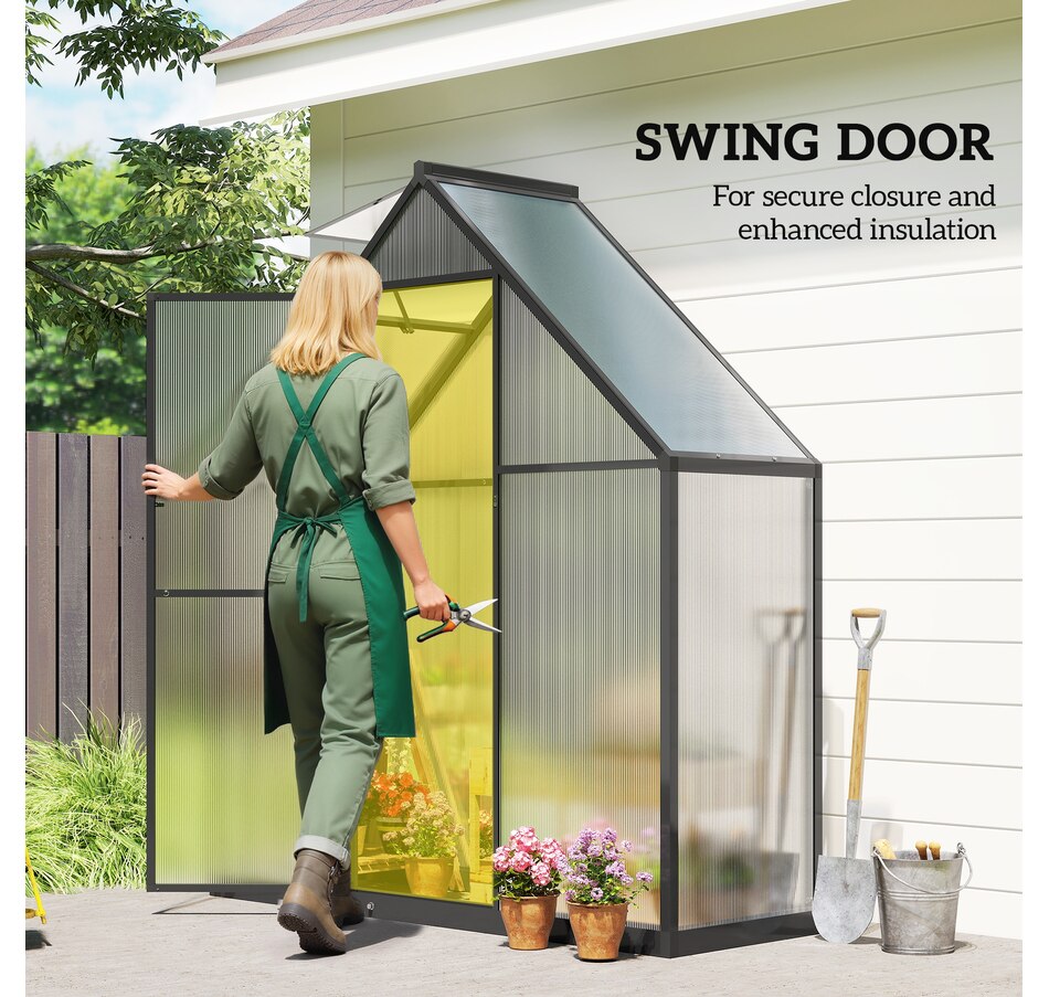 Image 938644_ALTMORE5.jpg, Product 938-644 / Price $239.99, Outsunny Polycarbonate Greenhouse Walk-in Greenhouse with Swing Door, Black from Outsunny on TSC.ca's Home & Garden department