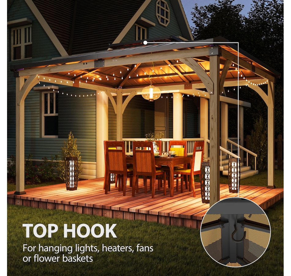 Image 938646_ALTMORE5.jpg, Product 938-646 / Price $1,449.99, Outsunny 12' x 14' Hardtop Wood Gazebo Canopy, Double Roof Outdoor Gazebo from Outsunny on TSC.ca's Home & Garden department