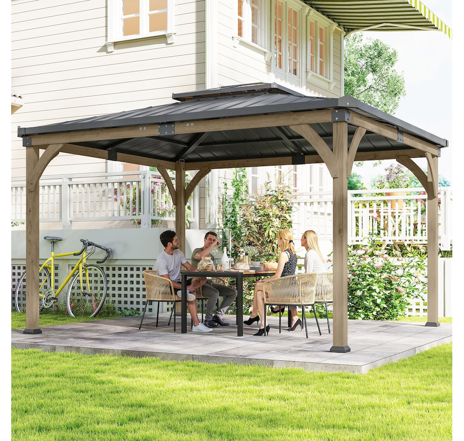 Image 938646_ALTMORE7.jpg, Product 938-646 / Price $1,449.99, Outsunny 12' x 14' Hardtop Wood Gazebo Canopy, Double Roof Outdoor Gazebo from Outsunny on TSC.ca's Home & Garden department