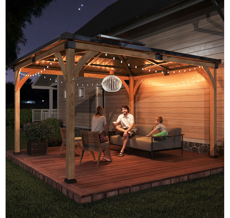 Image 938646_ALTMORE8.jpg, Product 938-646 / Price $1,449.99, Outsunny 12' x 14' Hardtop Wood Gazebo Canopy, Double Roof Outdoor Gazebo from Outsunny on TSC.ca's Home & Garden department