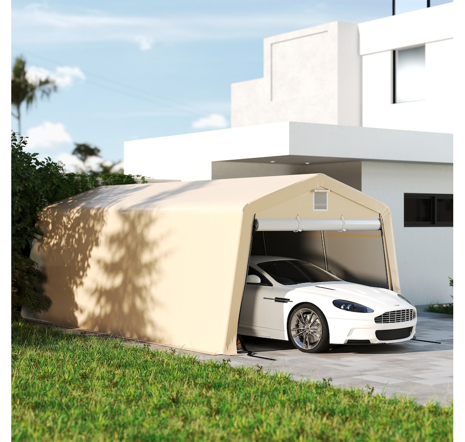 Image 938651_ALTMORE1.jpg, Product 938-651 / Price $323.99, Outsunny 11' x 20' Garage Carport with Ventilation Windows, Khaki from Outsunny on TSC.ca's Home & Garden department