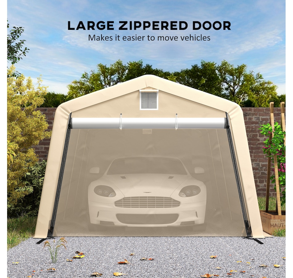 Image 938651_ALTMORE5.jpg, Product 938-651 / Price $323.99, Outsunny 11' x 20' Garage Carport with Ventilation Windows, Khaki from Outsunny on TSC.ca's Home & Garden department
