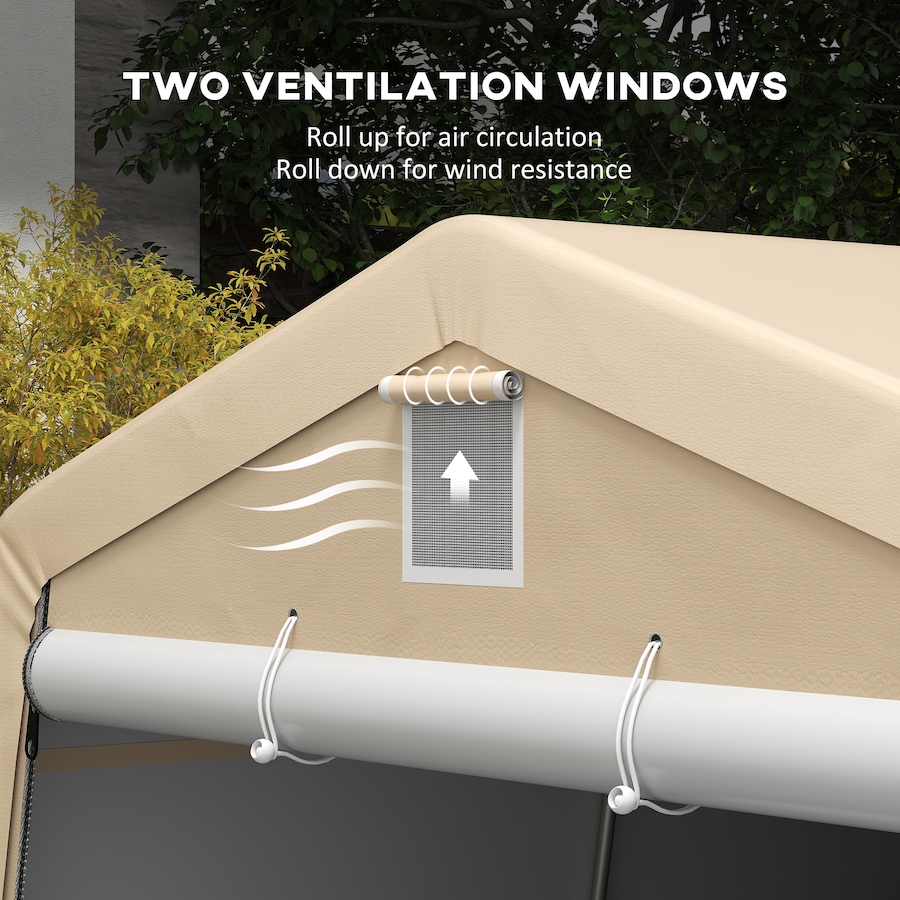 Image 938651_ALTMORE6.jpg, Product 938-651 / Price $319.99, Outsunny 11' x 20' Garage Carport with Ventilation Windows, Khaki from Outsunny on TSC.ca's Home & Garden department