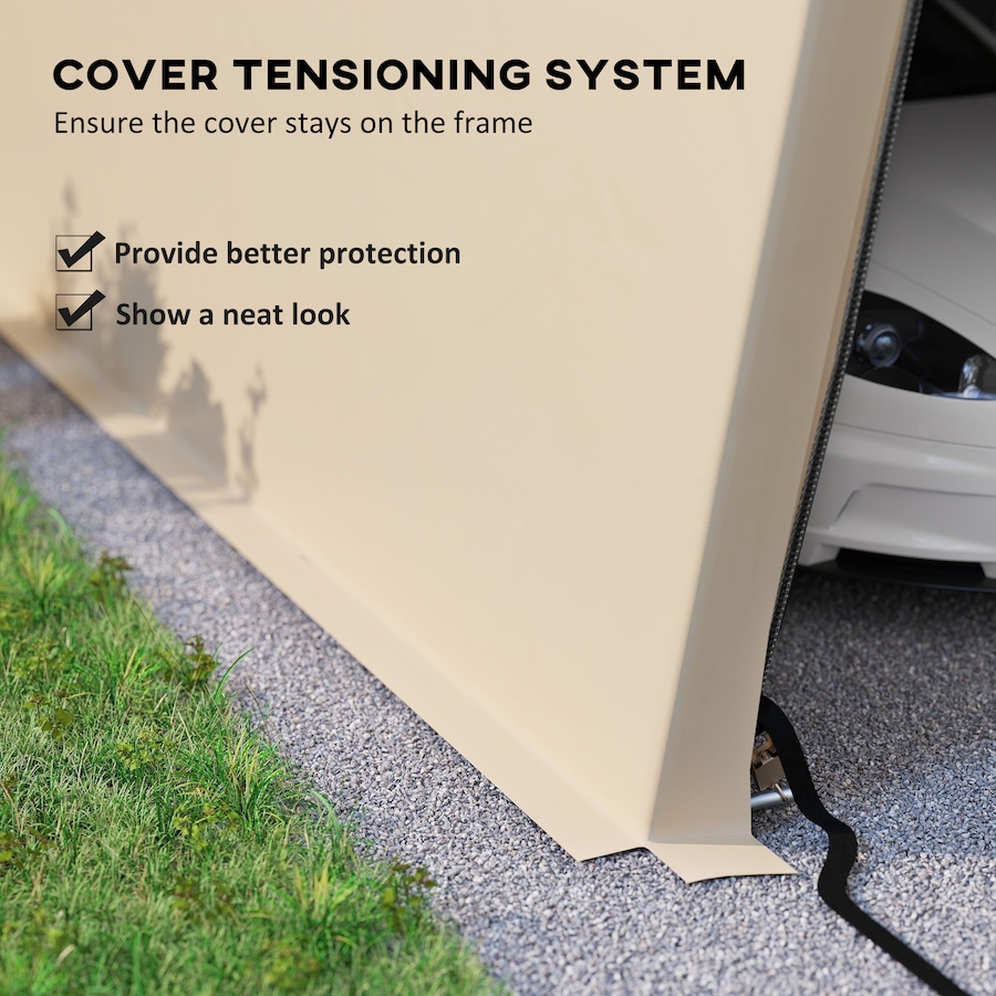 Image 938651_ALTMORE7.jpg, Product 938-651 / Price $319.99, Outsunny 11' x 20' Garage Carport with Ventilation Windows, Khaki from Outsunny on TSC.ca's Home & Garden department