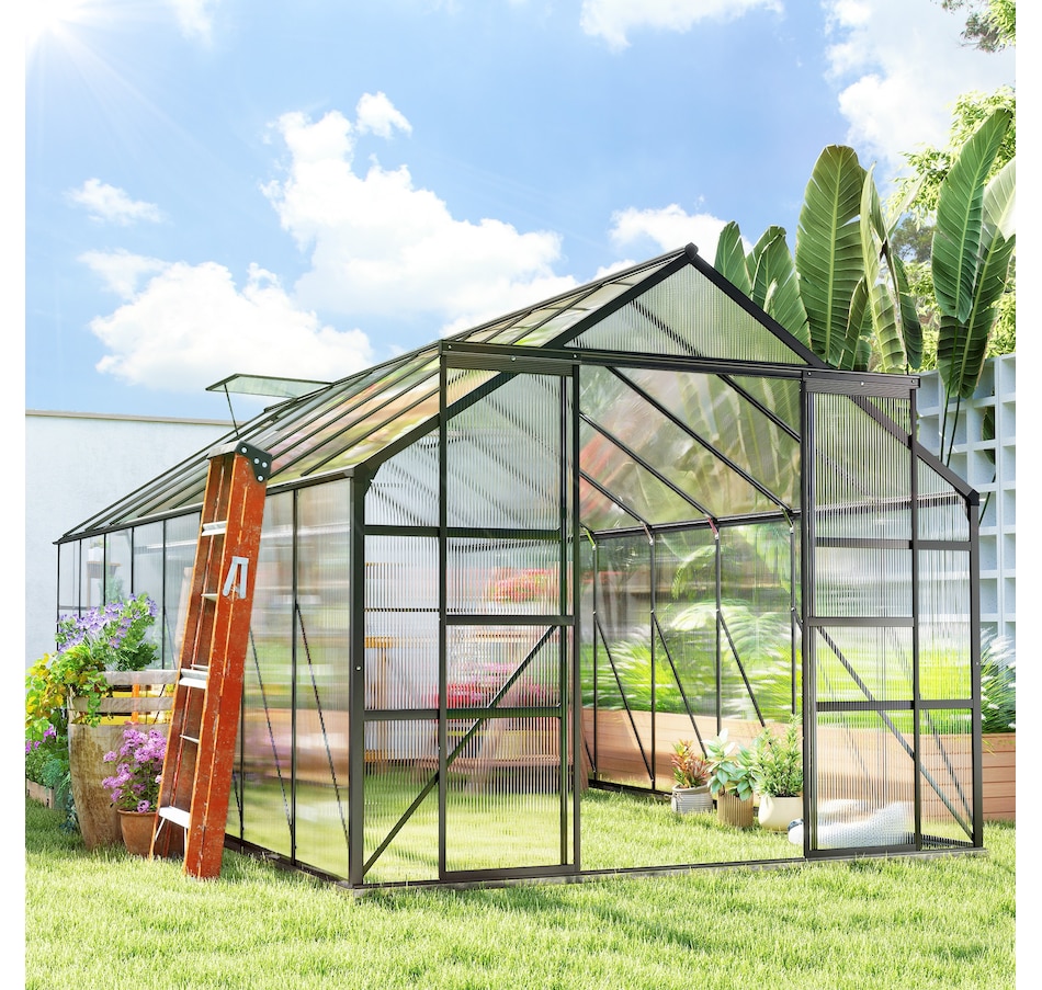 Image 938652_ALTMORE1.jpg, Product 938-652 / Price $882.99, Outsunny Aluminum Greenhouse Polycarbonate Greenhouse with Rain Gutter from Outsunny on TSC.ca's Home & Garden department